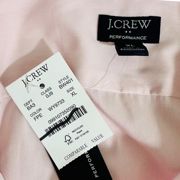 J. Crew Factory Men's Size XL Performance Slim Pale Pink Shirt NEW BW401 - Picture 4 of 5